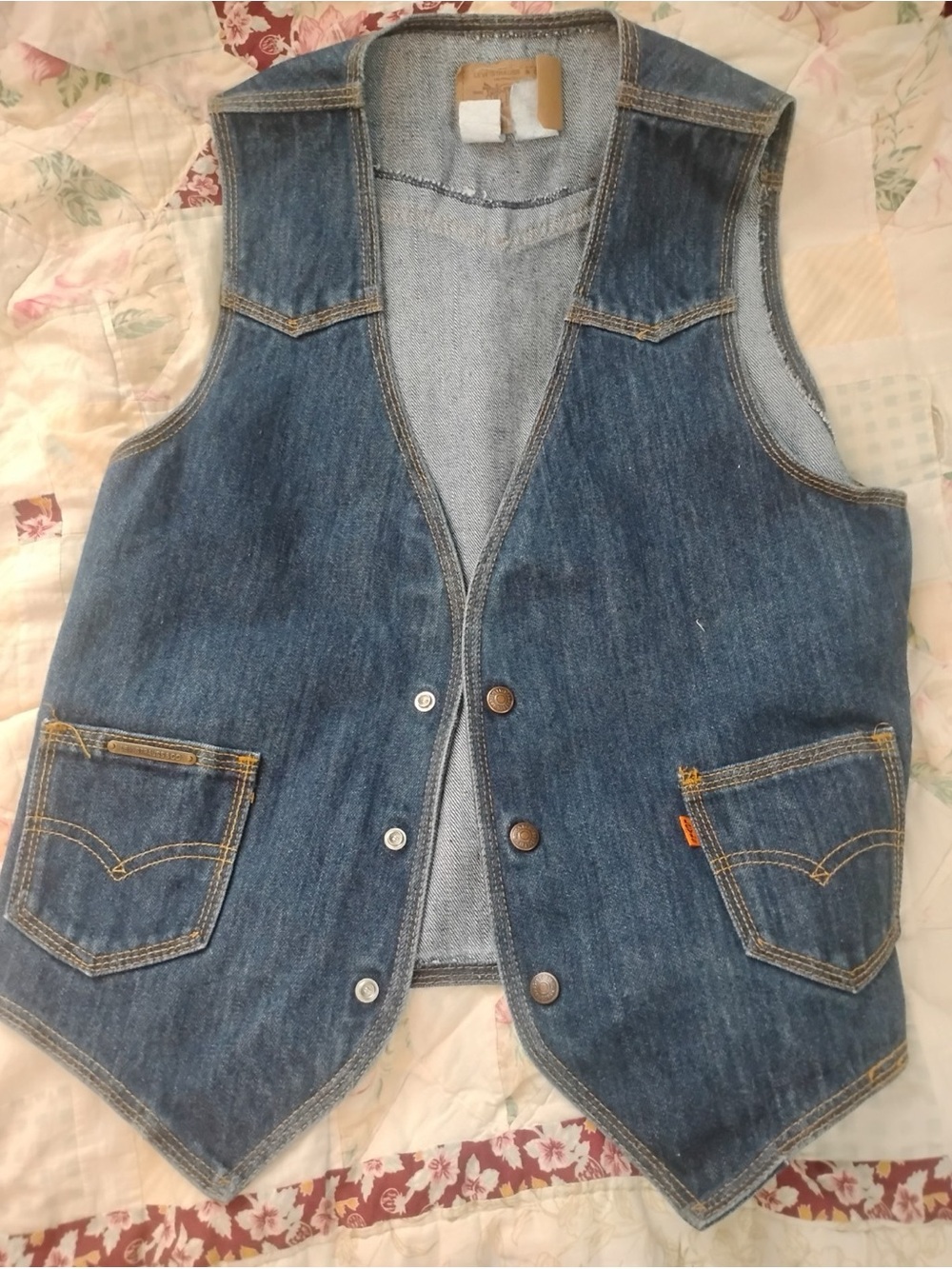 Levi's Blue Denim Vest with Front Pockets Medium